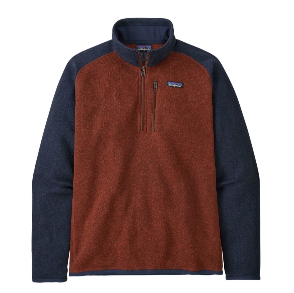 Patagonia Men's Better Sweater 1/4-Zip Fleece Pullover Size Medium Orange/Navy